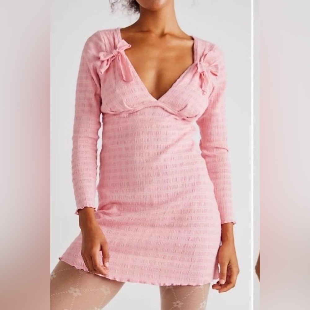 Free People Pink Long Sleeve Dress
